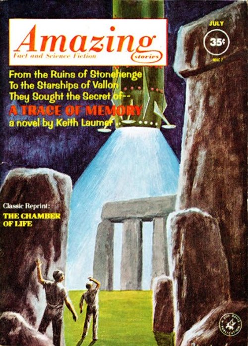 UFO Beams Light on Stonehenge – Amazing Stories July 1962 Cover