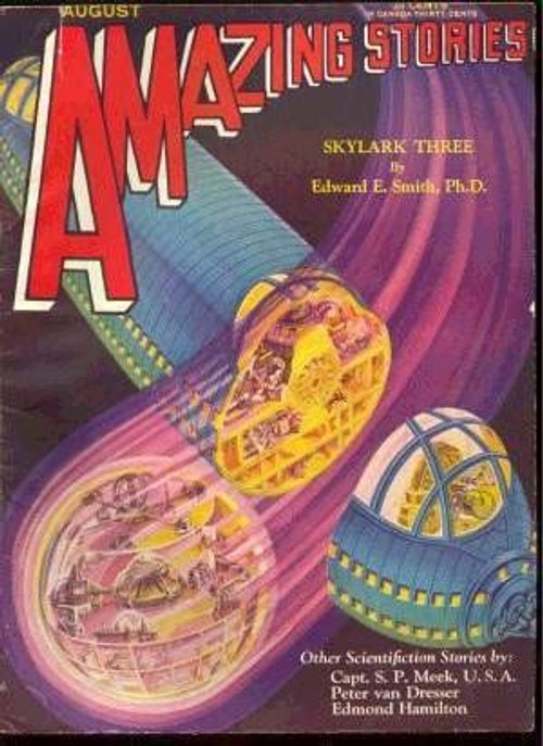 Skylark Three Spacecraft Amazing Stories August 1930 Cover