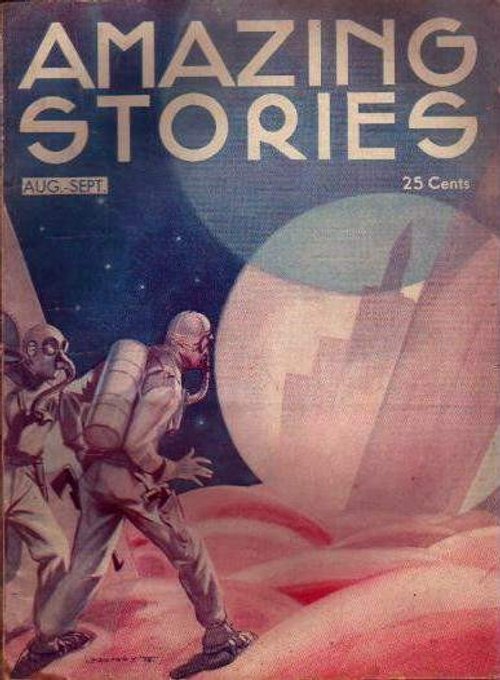 Amazing Stories Aug-Sept 1933: Spacesuited Explorers on Alien World