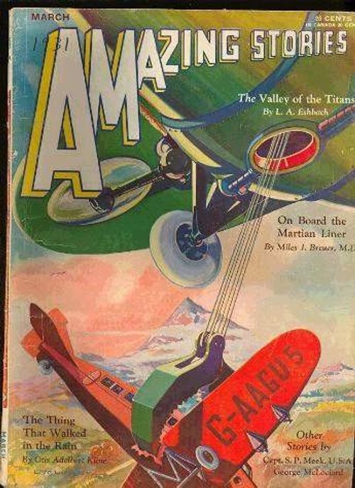 Amazing Stories March 1931 – Aerial Dogfight Over Martian Skies Cover