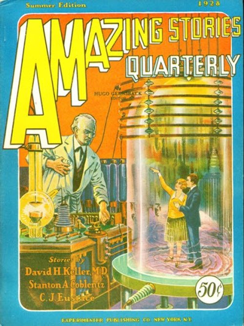 Amazing Stories Quarterly Summer 1928 — Laboratory Teleportation Cylinder Cover