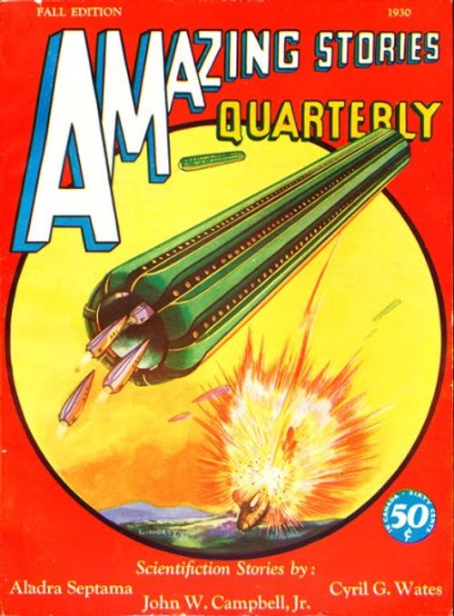 Amazing Stories Quarterly Fall 1930 – Streamlined Rocket Bombardment Cover