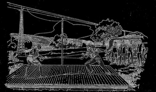 The Electric Duel — Amazing Stories Vol.2 No.6 Pen-and-Ink Illustration