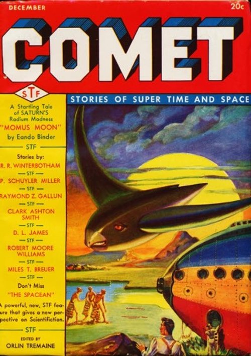 Comet STF Magazine Cover, December 1940 — Giant Manta Ray Alien Attack