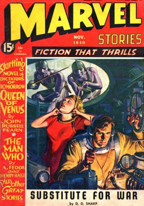 Marvel Stories Nov 1940 – Captive Woman & Alien Warriors, 'Substitute for War'