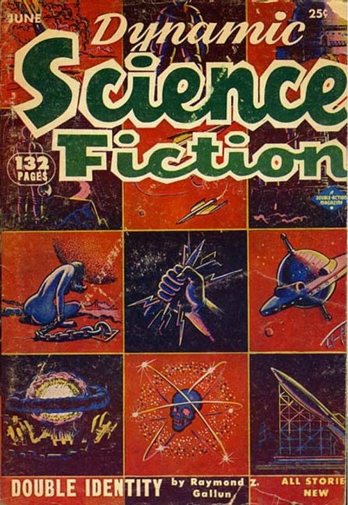 Dynamic Science Fiction June Issue Multi-Panel Cover, 1950s Pulp