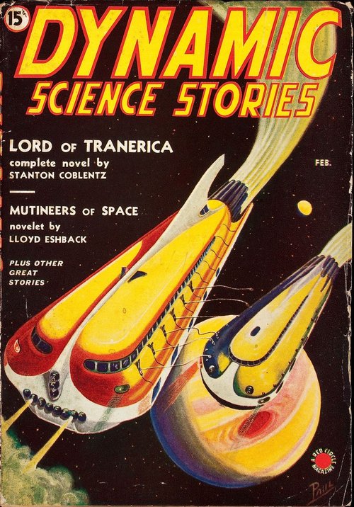 Frank R. Paul's Dueling Rocketships, Dynamic Science Stories Feb 1939