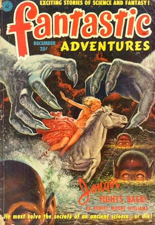 Fantastic Adventures Dec 1950 – Giant Hands Menace Rider, 'Jonah Fights Back'