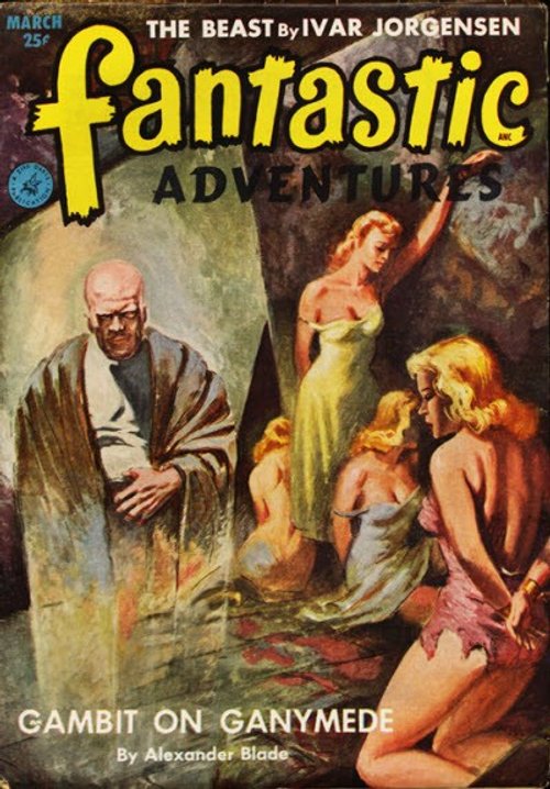 Fantastic Adventures March 1952 — 'The Beast' Captive Women Cave Scene