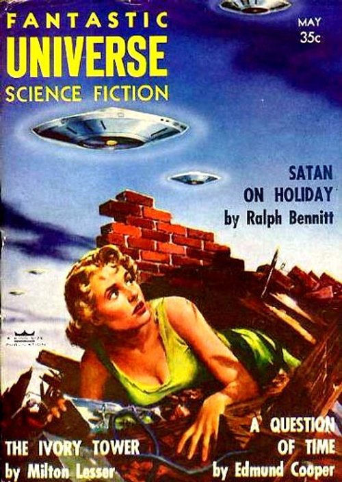 Flying Saucers Over Ruins — Fantastic Universe Science Fiction, May 1957