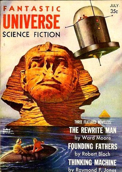 Fantastic Universe July 1956 — Flying Saucer Over the Sphinx