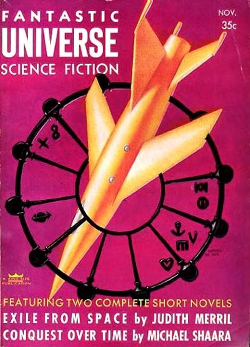 Fantastic Universe Science Fiction Nov 1956 – Rockets & Zodiac Wheel Cover