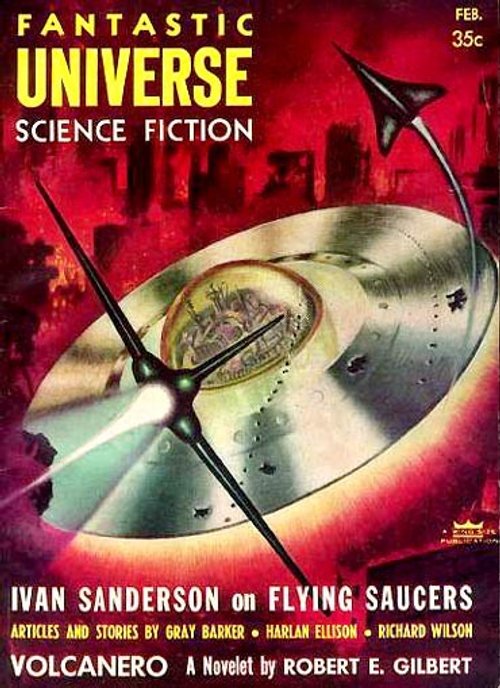 Flying Saucer Over City, Fantastic Universe Science Fiction Feb 1957