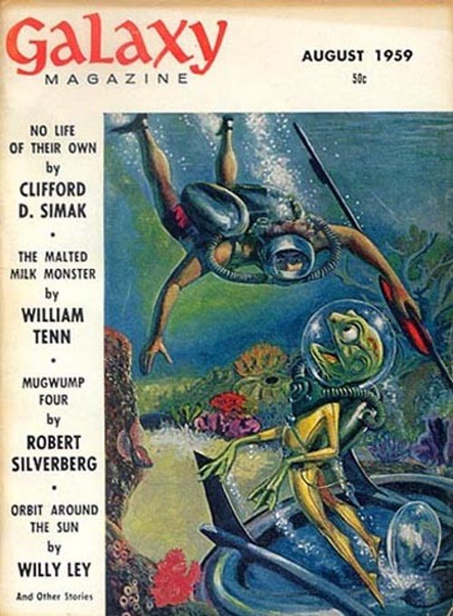 Galaxy Magazine Aug 1959 – Human Diver vs Frog Alien Underwater Encounter
