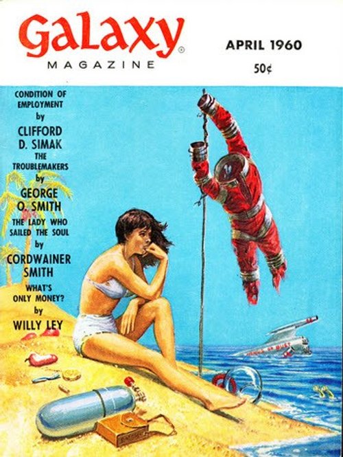 Galaxy Magazine April 1960 – Astronaut & Beachside Sci-Fi Scene