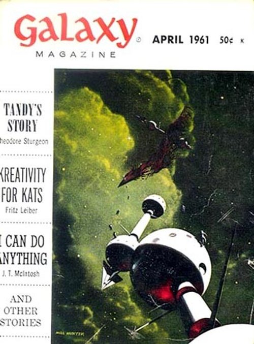 Galaxy Magazine April 1961 Space Combat Cover by Mel Hunter