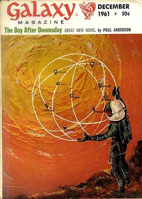 Spaceman Holds Solar System Orrery, Galaxy Magazine December 1961