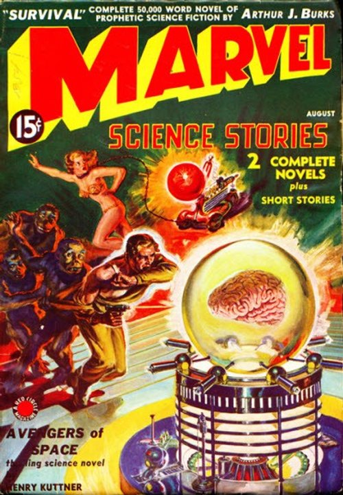 Marvel Science Stories Aug 1938 — Giant Brain, Zombies & Space Menace