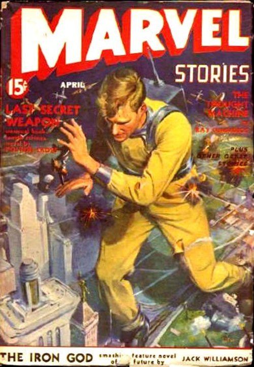Marvel Stories April 1939 – Giant Man Battles City Under Air Attack
