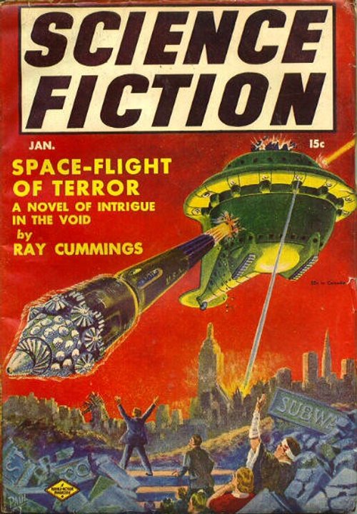 Frank R. Paul's Flying Saucer Invasion, Science Fiction Magazine Jan 1941