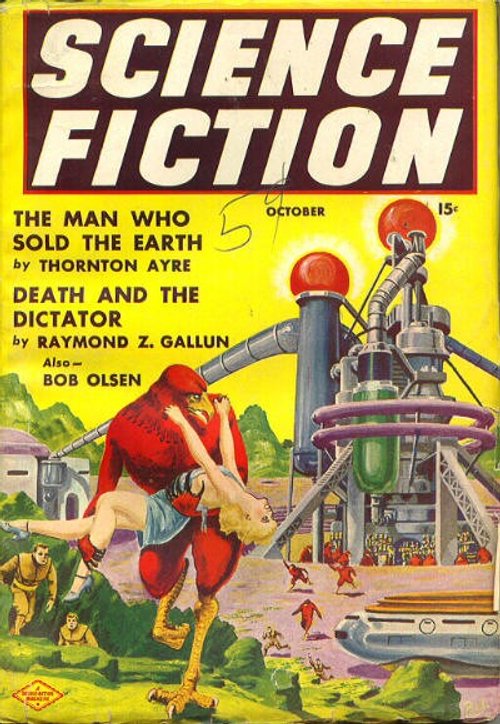 Giant Red Bird-Monster Abducts Human, Science Fiction Magazine Oct 1940