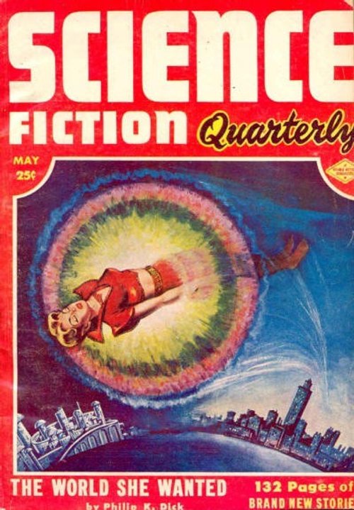 Science Fiction Quarterly May 1952 – Woman Levitating in Energy Vortex Over Futuristic City