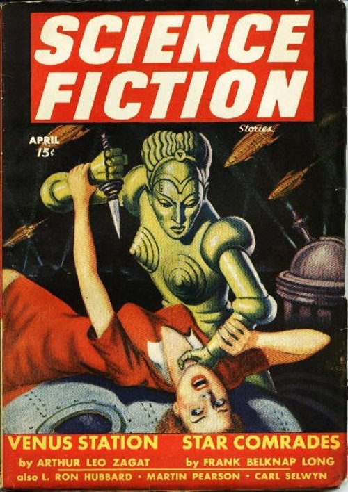 Green Android Menaces Woman – Science Fiction Stories April 1943
