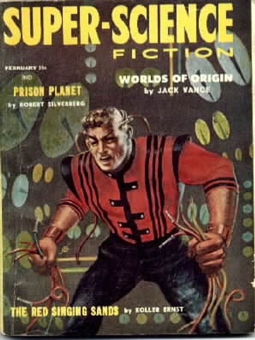 Super-Science Fiction Feb 1958 – Tentacled Alien Wrestler Cover