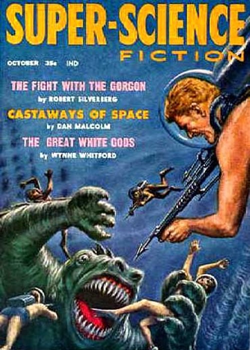 Super-Science Fiction Oct 1958 — Spaceman Battles Sea Monsters