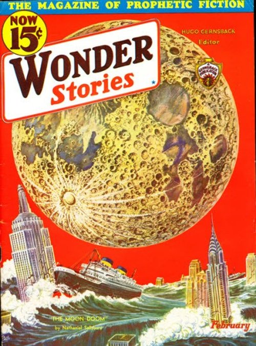 Wonder Stories 'The Moon Doom' Cover — Tidal Catastrophe, February 1933