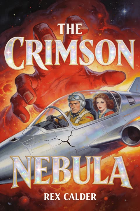 “The Crimson Nebula” — sample pulp magazine cover generated in the OONA Cover Maker
